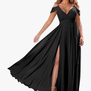 Off Shoulder Long Black Bridesmaid Dress